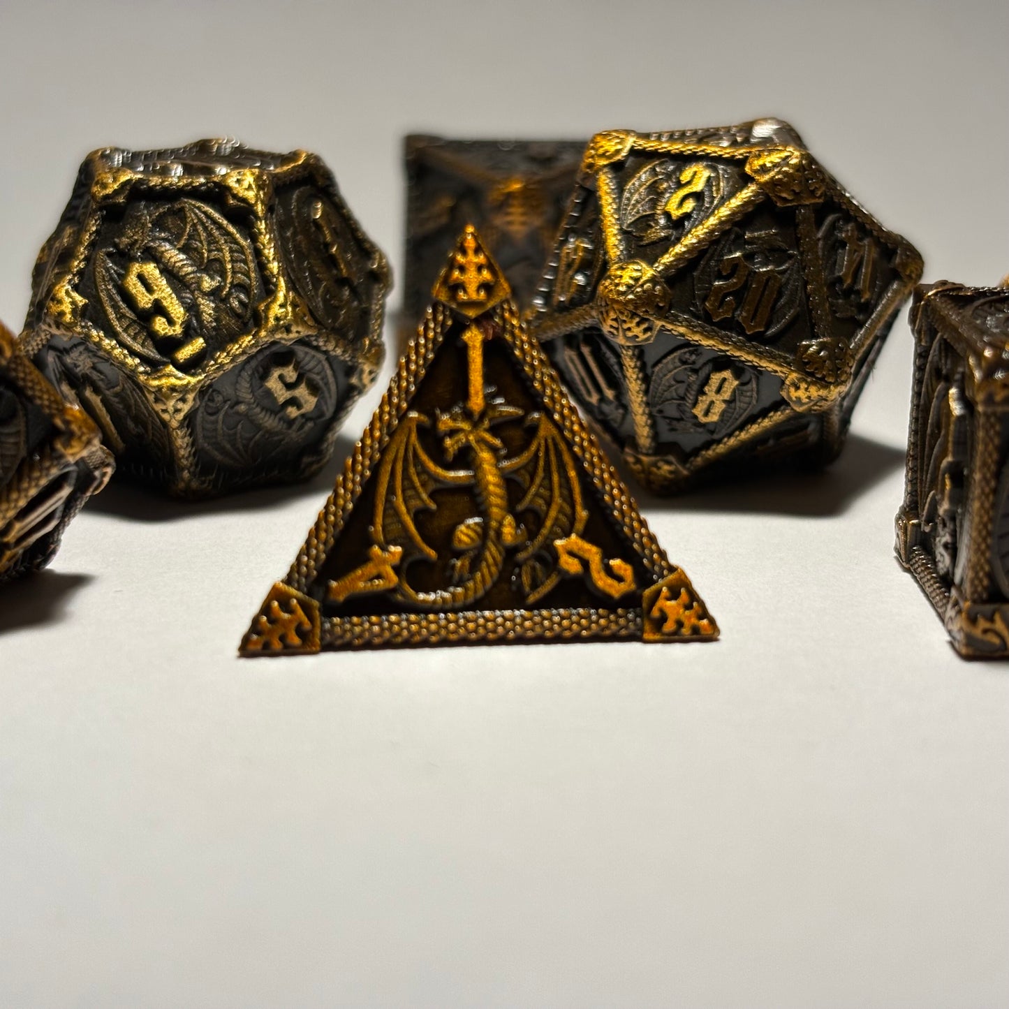 Antique-style Dragon Metal Dice