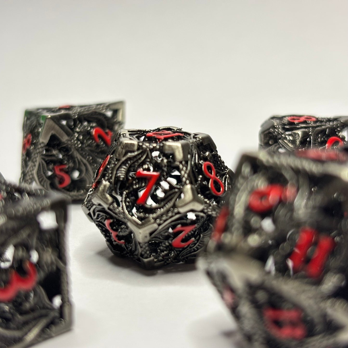Metal Hollow Dragon Dice Set