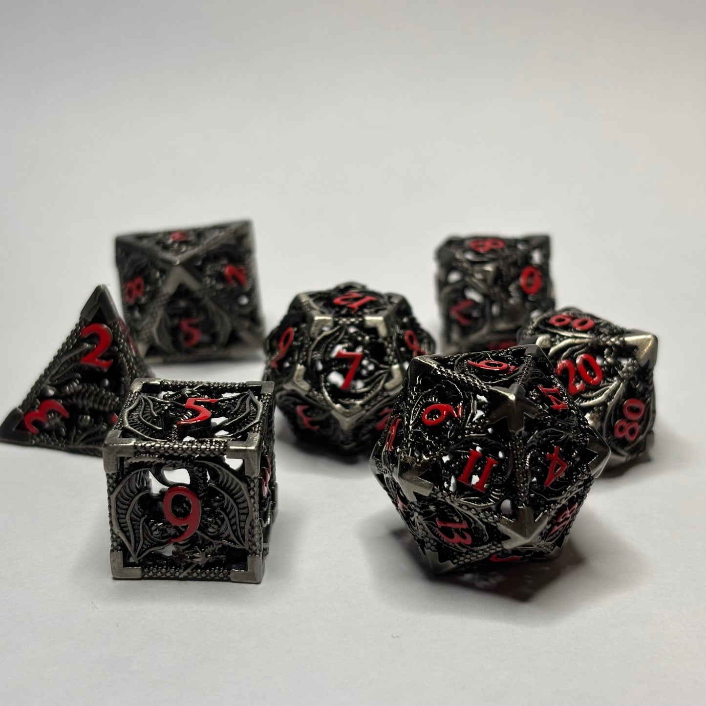 Metal Hollow Dragon Dice Set