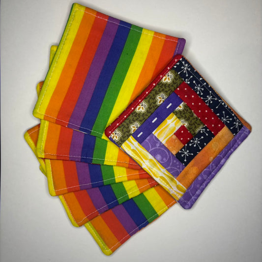Rainbow Fabric Coasters